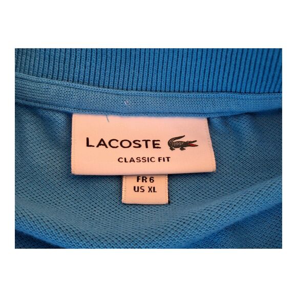 Lacoste L1212 PETIT PIQUÉ COTTON POLO Classic Fit Mens Blue Shirt L XL Not Worn - Picture 2 of 8